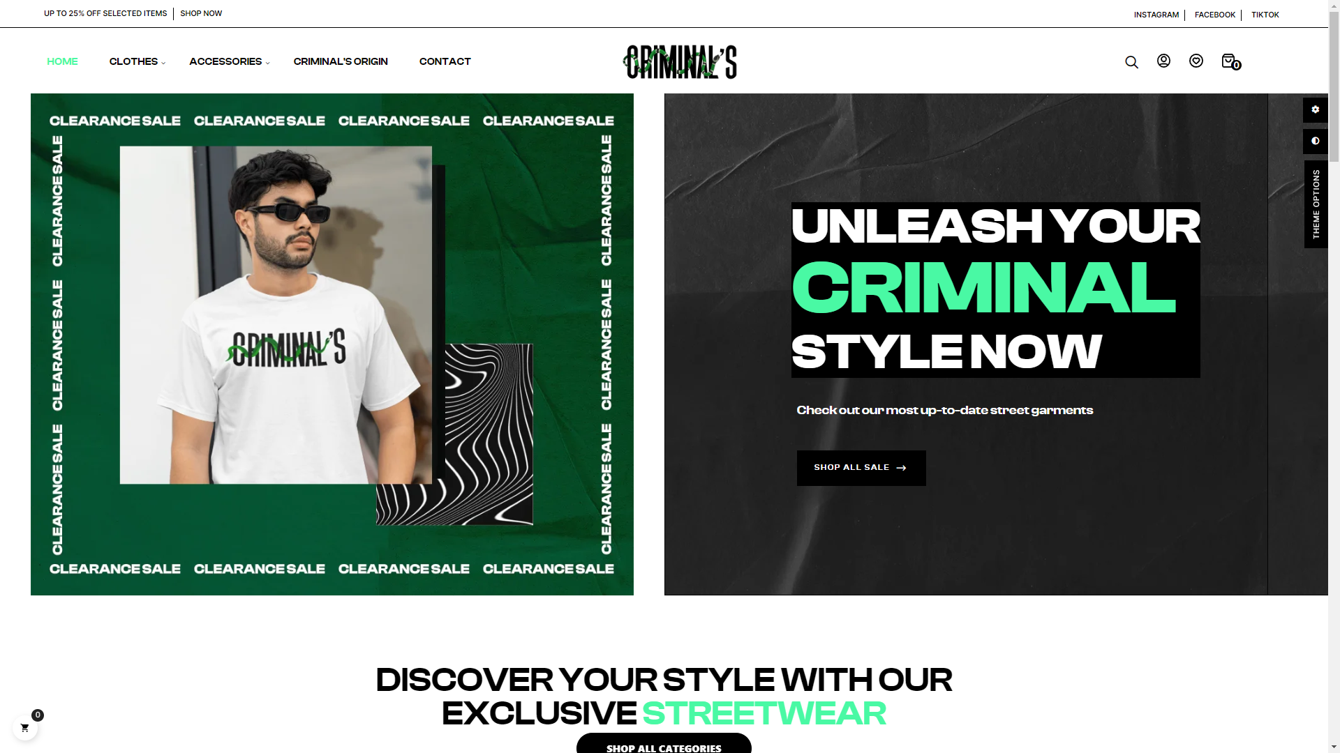 Screenshot of Criminal's website