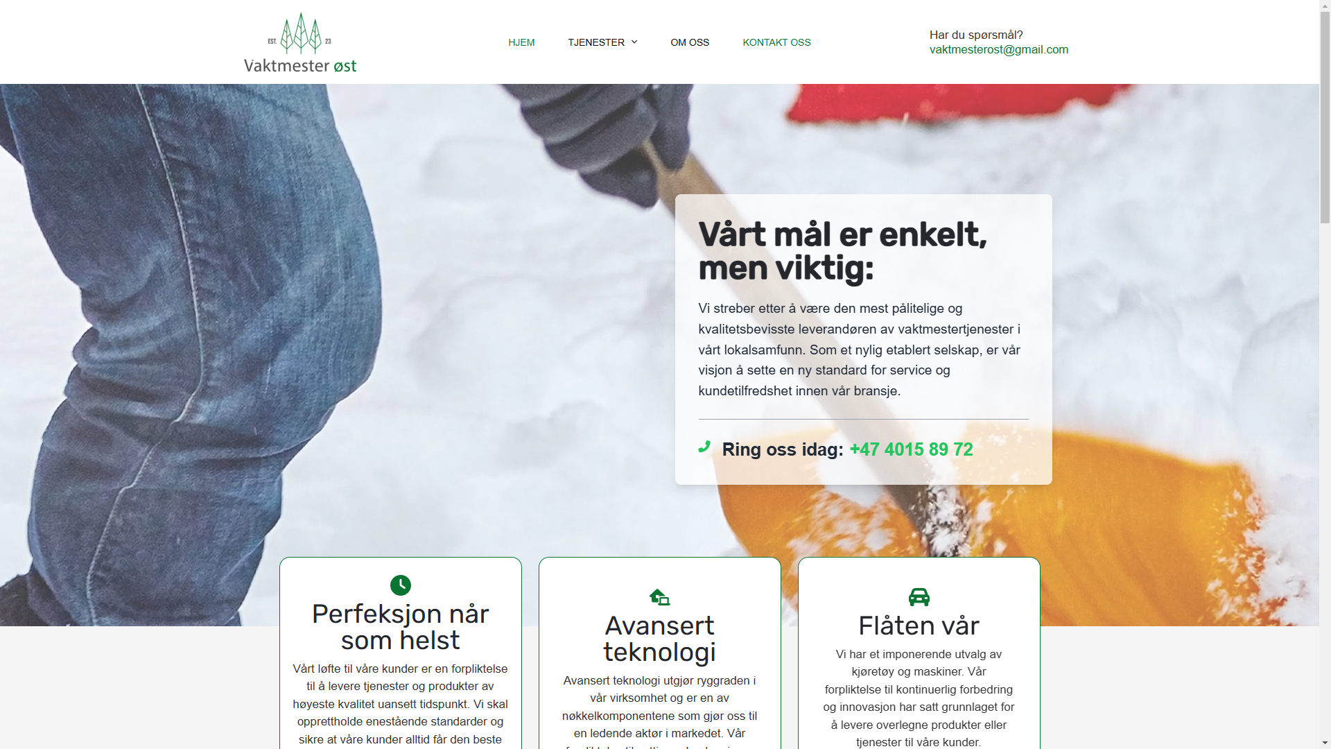 Screenshot of Vaktmester øst website